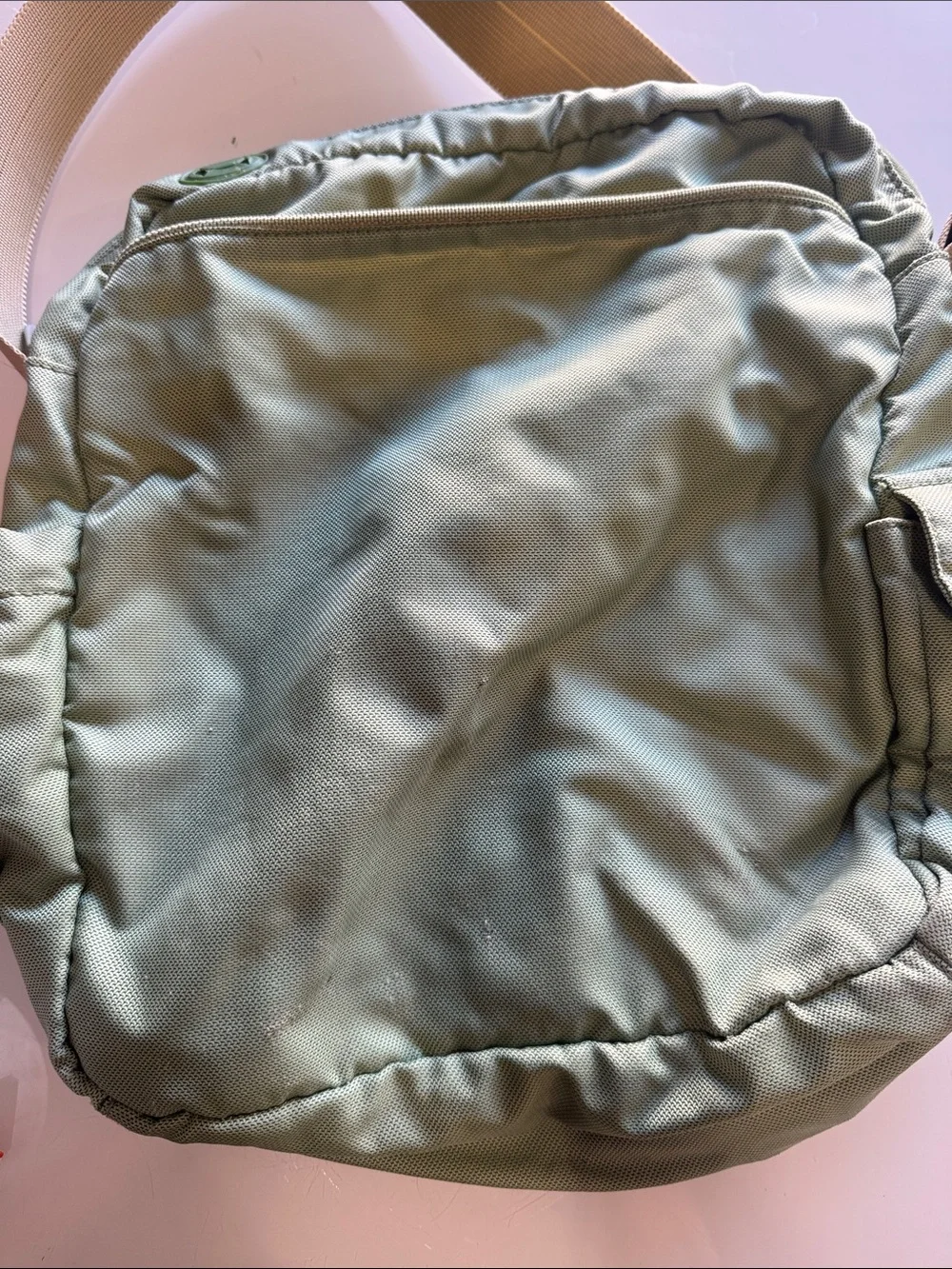 Tumi Olive Green Messenger Bag with Beige Strap